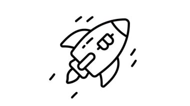 Bitcoin fırlatma roketinin iyi tasarlanmış animasyon simgesi