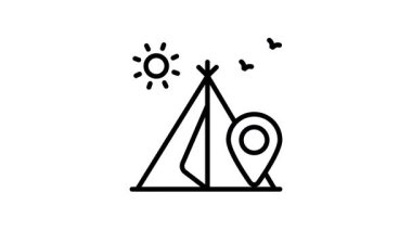 Güneşli bir çadır, kampı, gezmeyi ve macerayı sembolize ediyor..