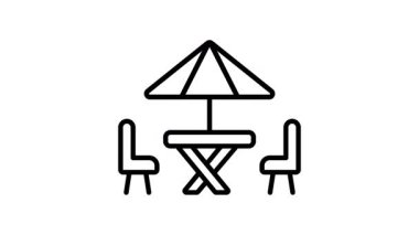 Modern tarzda açık havada yemek yemenin şu muhteşem animasyon ikonuna bakın.