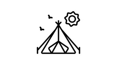 kamp, yürüyüş ve doğa maceraları için çadır sembolü.