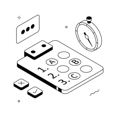 İnceleme süresi ve premium vektörünün izometrik illüstrasyonunu kavra