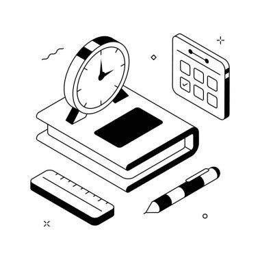 Zaman yönetimi, çalışma zamanlaması izometrik illüstrasyonuName