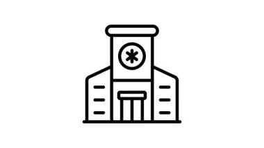 Bu, hastane binasını gösteren çizgi biçimli bir canlandırma simgesi