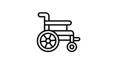 Tekerlekli sandalye canlandırılmış simge çizgi biçiminde yaratıcı bir şekilde tasarlandı