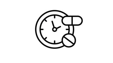 İlaç zamanı anımsatıcısının modern bir taslak biçimi canlandırılmış simgesi