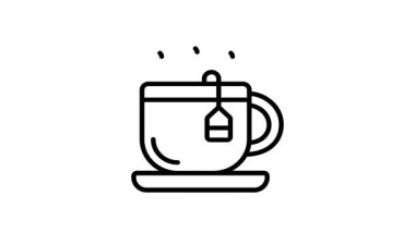 İçinde çay poşeti olan sıcak bir fincan, ana hatlı bir canlandırma simgesi.