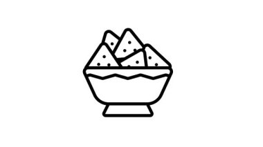 Sos soslu nachos kasesi, çizgi animasyon simgesi kullanıma hazır.