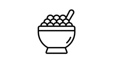 Modern ama kullanışlı bir yemek kasesinin canlandırılmış simgesi.