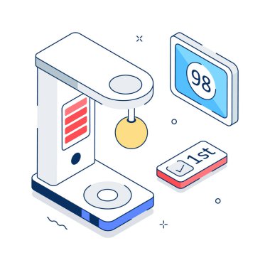 Isometric boks atari makinesi illüstrasyonu, spor, oyun veya eğlence için ideal