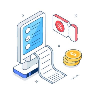 Bilet dağıtıcısının şu inanılmaz illüstrasyonuna bir bakın, modern vektör.