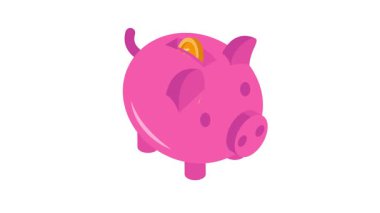Piggy Bank, para tasarruflarının son moda izometrik animasyon vektör tasarımı