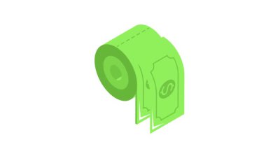 Üzerinde dolar sembolü olan paraya benzeyen yeşil bir rulo.