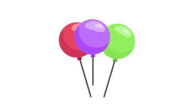 İzometrik tasarım tarzında renkli balonlar, canlandırma vektörü kullanmaya hazır