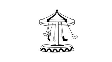 Zıplayan araba, bebek arabası el çizimi modern tarzda canlandırılmış simge tasarımı