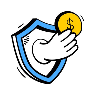 Çevrimiçi güvenlik ve güvenli işlemler, güvenli ödeme elle çizilmiş simge