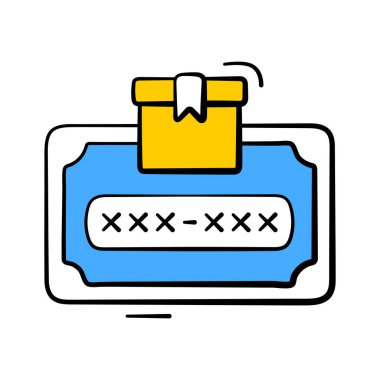 Çevrimiçi indirimi ve tanıtım tekliflerini sembolize eden kod kutusu simgesi