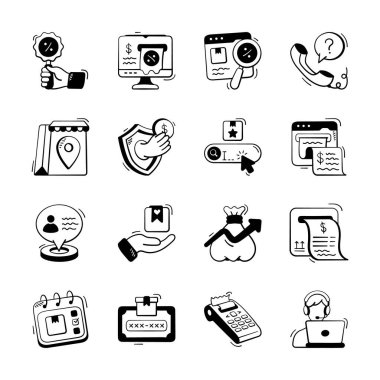 Yaratıcı olarak el yapımı iş ve ekommerce simgeleri