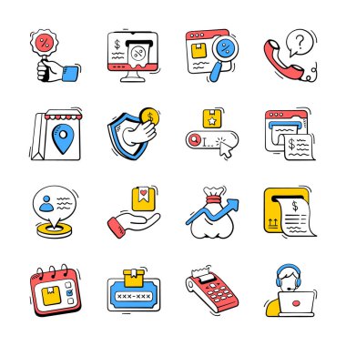 Yaratıcı olarak el yapımı iş ve ekommerce simgeleri