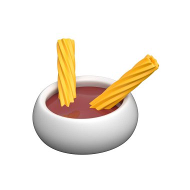 Çikolatalı, tatlılı, kafeli ve abur cubur konseptli üç boyutlu churro.