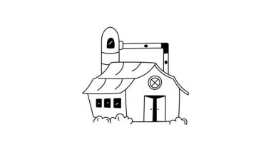 Taze süt ve ürün üreten geleneksel bir süt çiftliğinin canlandırılmış simgesi