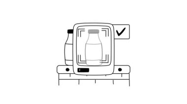 Basit bir canlandırma simgesi, tarama aygıtı ile bir taşıyıcı bant sistemini betimler