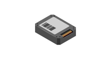 Isometric SSD simge animasyonu, hızlı ve güvenilir veri erişimi için katı devlet sürücüsü depolaması