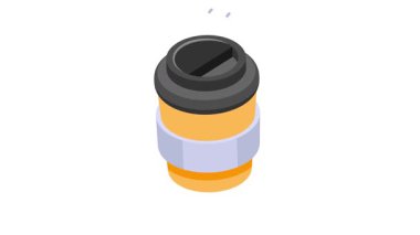 Ellerinizi bu yaratıcı hazır kahve ikonu animasyonuna koyun. Portatif bir fincan kahve.