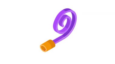 Modern tarzda parti üfleyicisinin bu inanılmaz izometrik ikon animasyonuna bir bakın.