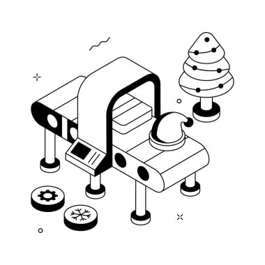 Yaratıcı bir şekilde tasarlanmış noel yapımı izometrik çizimler