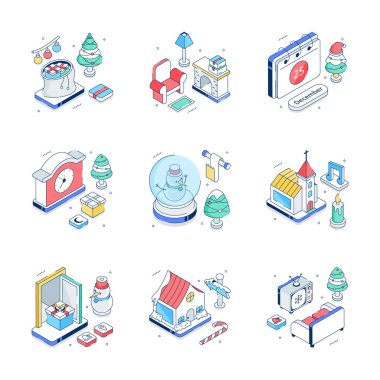 Bu yaratıcı olarak tasarlanmış izometrik çizimleri modern stilde indir