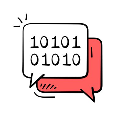 İkili kod iletişimi el çizimi vektör tasarımı