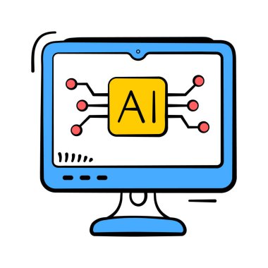 Modern karalama tarzında ai entegrasyonunun el çizimi simgesi