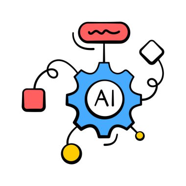 Veri ve karar mantığı için yapay zeka algoritma sistemi, premium el çizimi vektörü