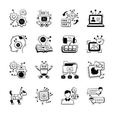 Yapay zeka el koleksiyonu modada ve premium vektörde simgeler çizer