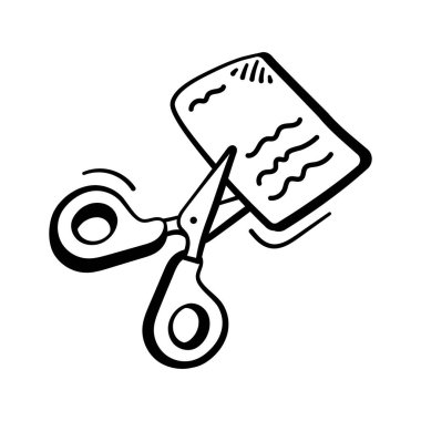 Kağıt karalama ikonu kesen bir makas, okul sanatları aktiviteleri