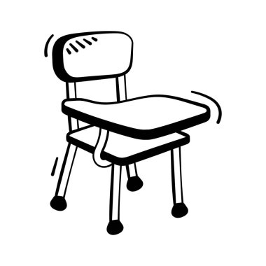 Oturmayı, dersleri ve okul ortamını sembolize eden sınıf başkanının karalama simgesi.