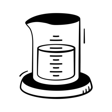 Kimya deneyinin karalama tarzı simgesi, modern vektör