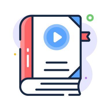 Burada video kitabı, dijital kitap, elearning 'in modern düz çizgi tarzı simgesi var.