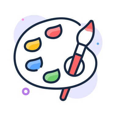 Sanat paleti fırçayla yaratıcılığı ve sanat eğitimini simgeliyor, düz simge