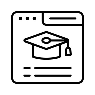 Online öğrenmeyi temsil eden bir mezuniyet simgesi ile bir web arayüzü