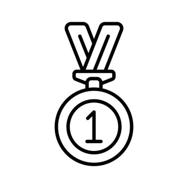 Birincilik ödülü, altın madalya taslak biçim ikonu, moda vektör