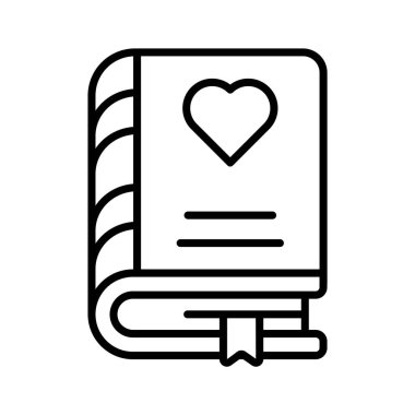 Okuma ve edebiyat ikonunu sembolize eden kalbi olan bir kitap.