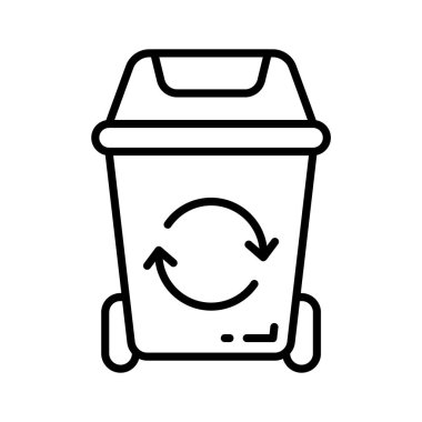 Çöp tenekesi, temizlik, geri dönüşüm ve okul hijyeninin moda simgesi