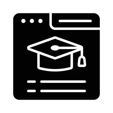Online öğrenmeyi temsil eden bir mezuniyet simgesi ile bir web arayüzü