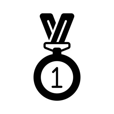 Birincilik ödülü, altın madalya glyph tarzı simge, trend vektör