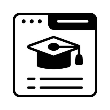 Online öğrenmeyi temsil eden bir mezuniyet simgesi ile bir web arayüzü