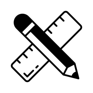 Kalem ve cetvel yazı, çizim ve temel okul araçlarını sembolize eder.