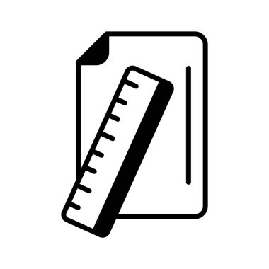 Burada modern bir cetvel ve sayfa simgesi var, premium vektör.