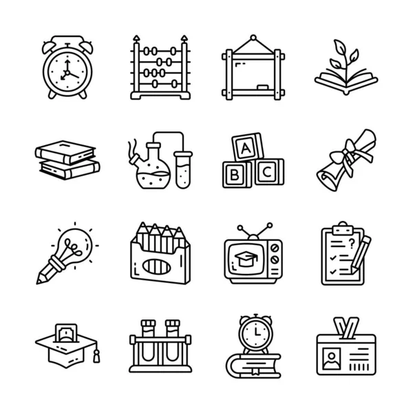 Modern tasarım tarzında son okul ve eğitim ikonları koleksiyonu