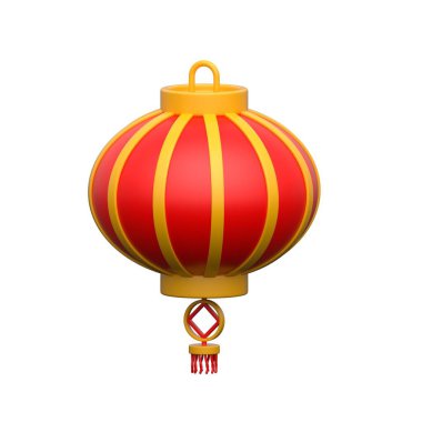 Geleneksel Çin feneri 3 boyutlu illüstrasyon, şenlik ve şansı simgeliyor.